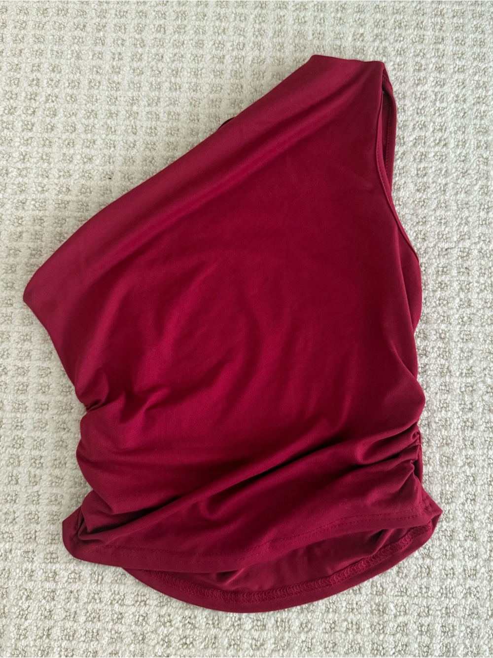 One-Shoulder Burgundy Top